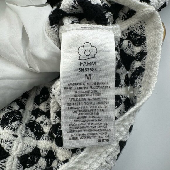 🆕 FARM Rio 🧿 NWOT Patch Crochet Black & White Monochrome Mini Dress - Size M - Picture 16 of 16